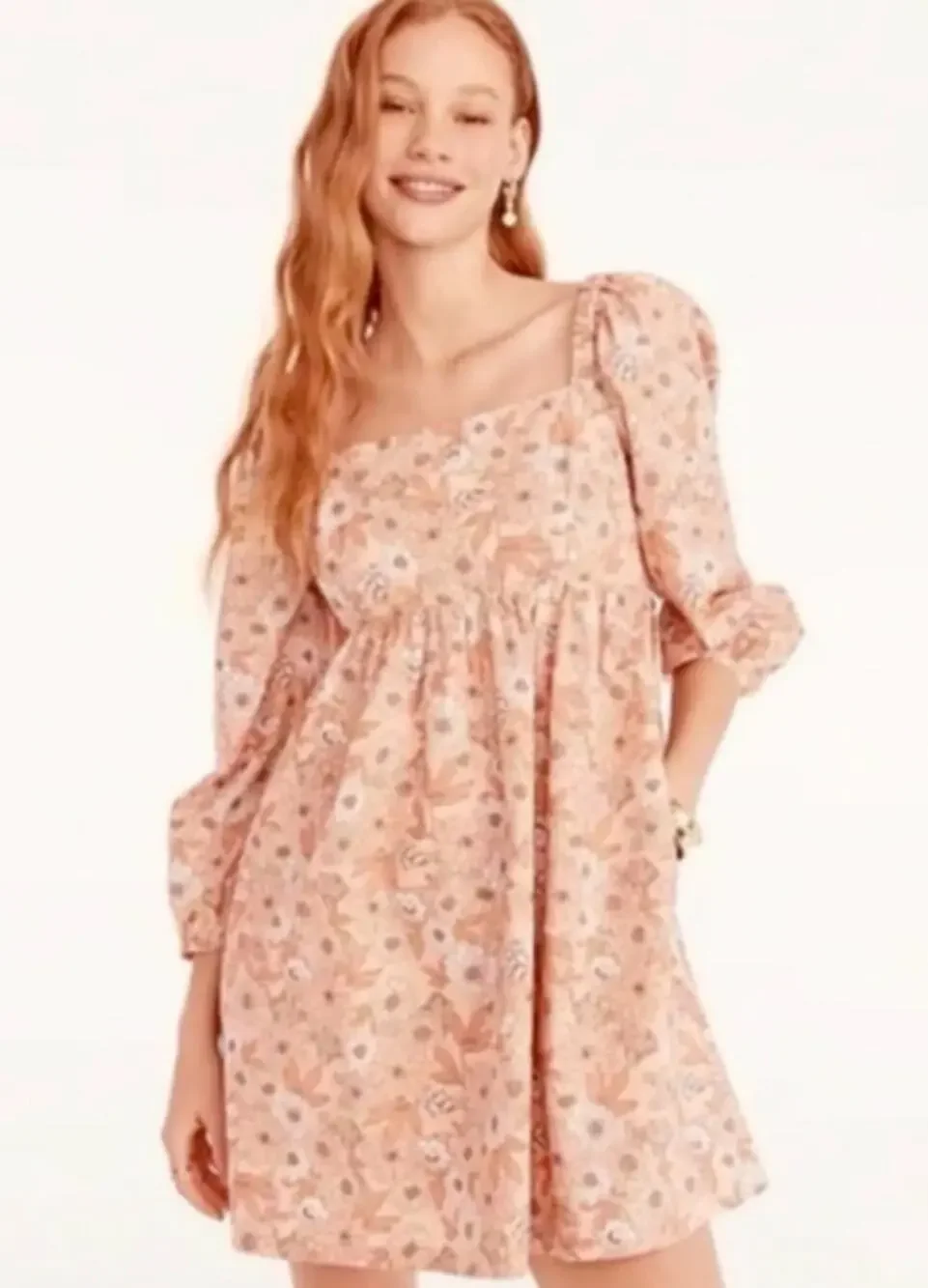 J. Crew Squareneck Cotton Poplin Dress in Zinnia Floral Size Large